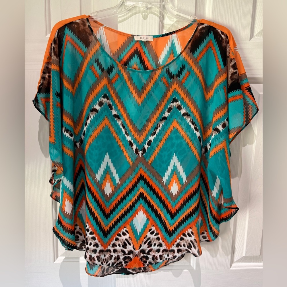 HALO INDIAN SHEER PATTERN FLOWING TOP SZ LARGE